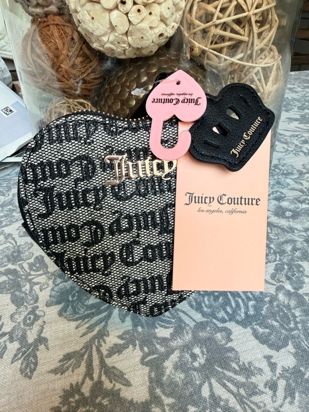Juicy Couture Black & Beige Fresh Take Heart-Shaped Coin Pouch